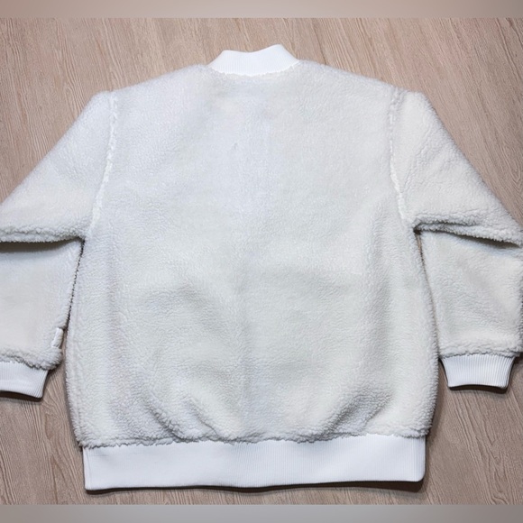 Fabletics Teddy Sherpa Oversized Bomber Jacket Bone XL NWT - Picture 2 of 11